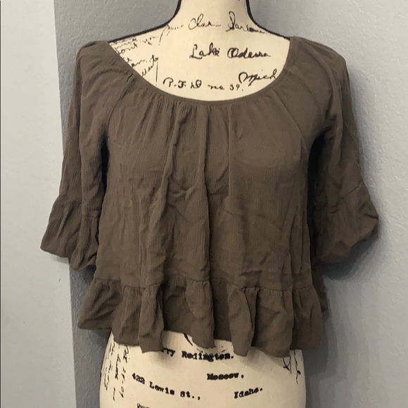 Olive Ruffle Top - Picture 1 of 4